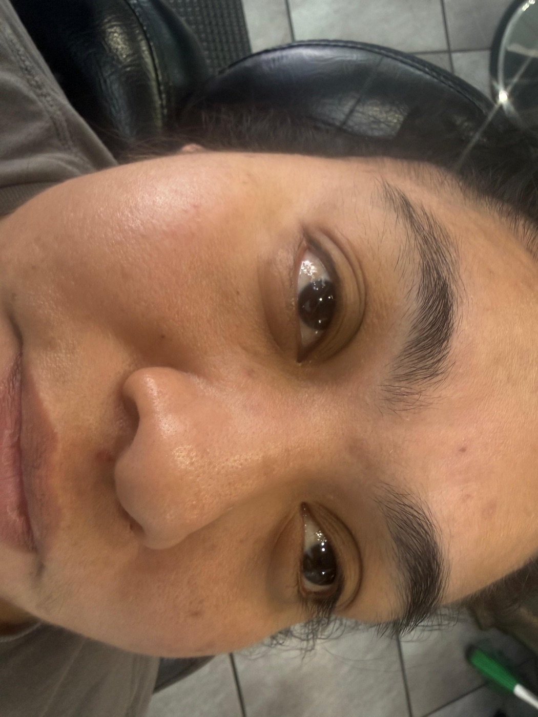 Close-up brow photo after shaping at EZ iBrows.