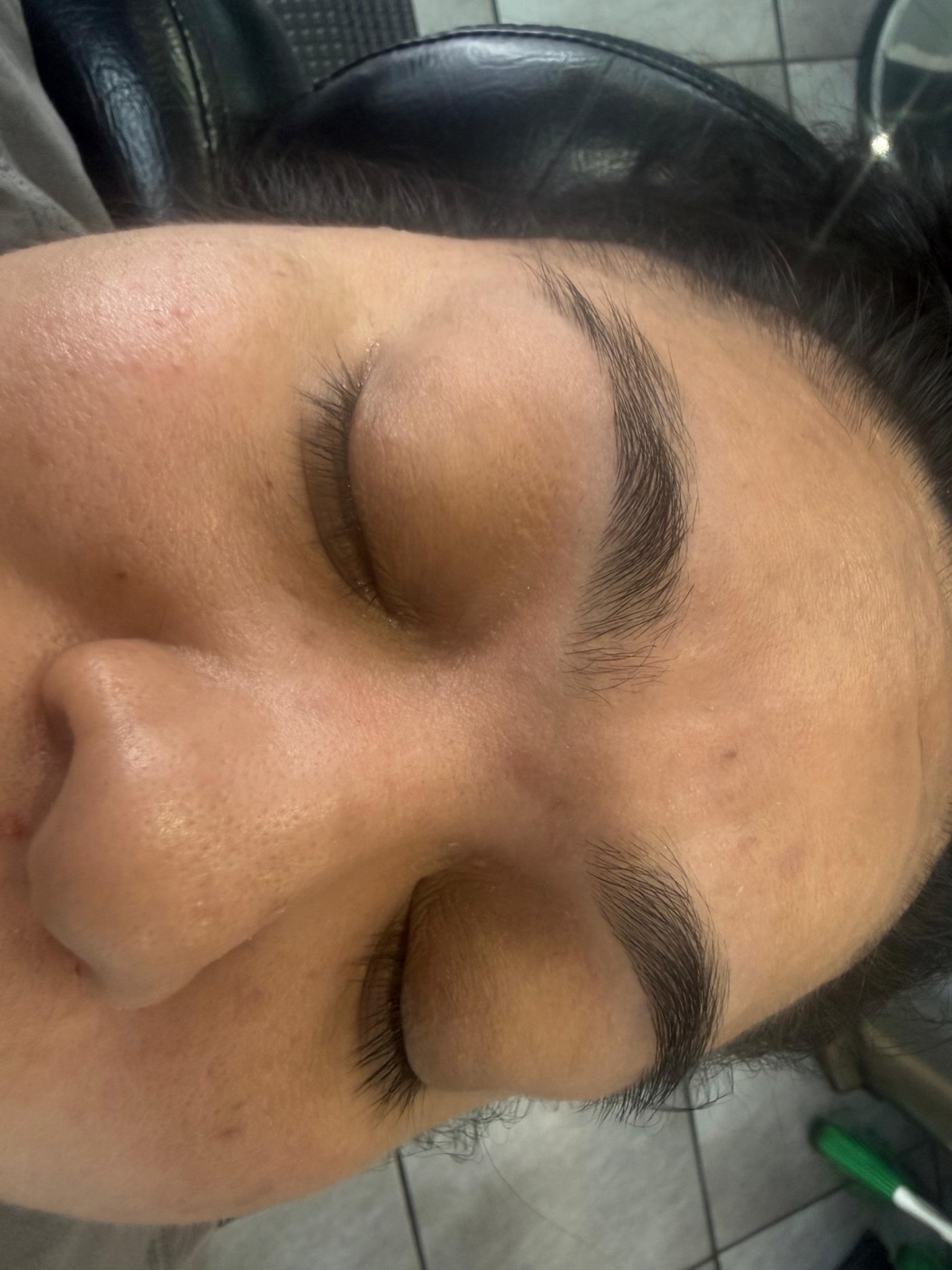 Close-up brow photo before shaping at EZ iBrows.