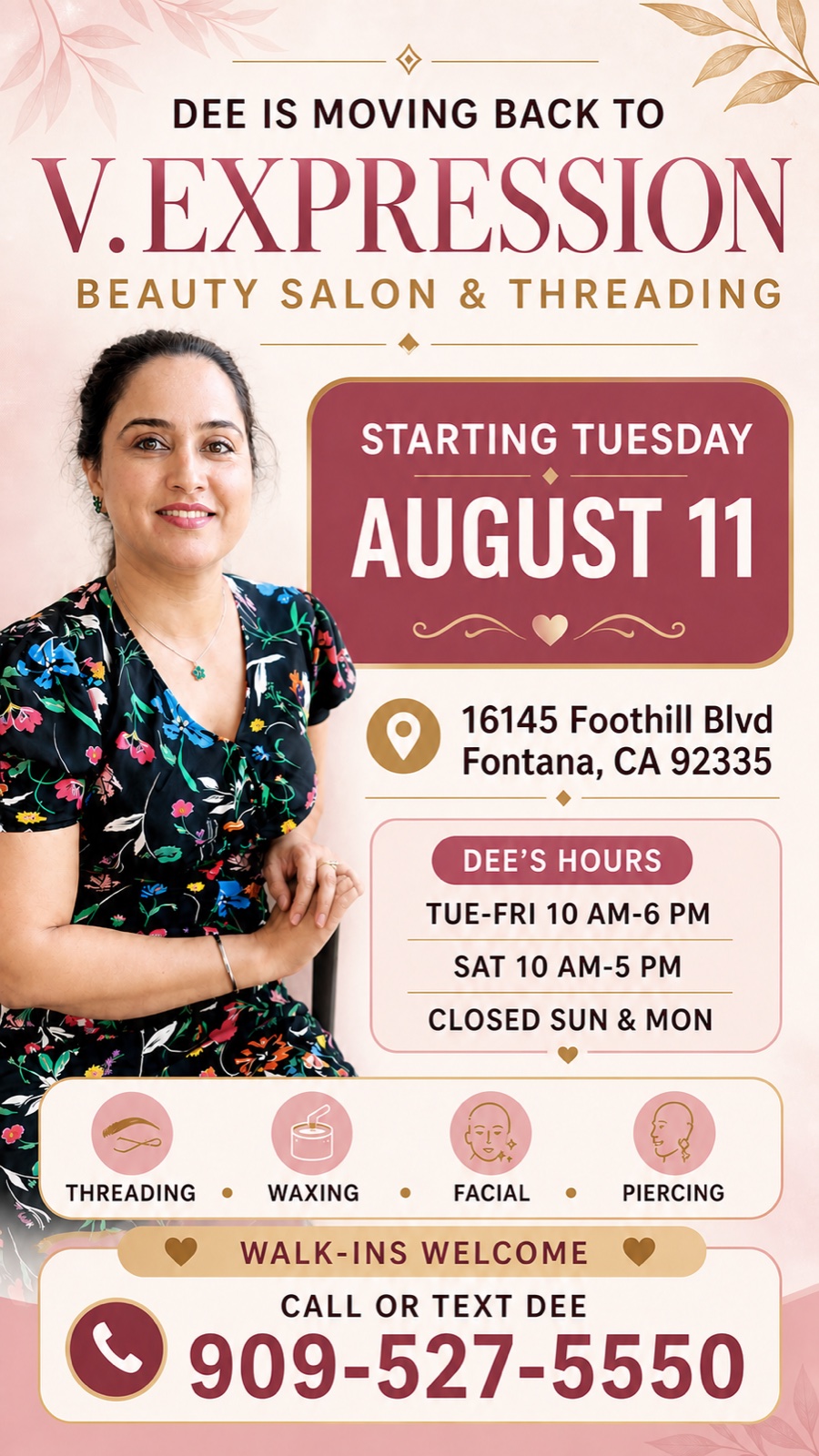 EZ iBrows location announcement for V.Expression in Fontana